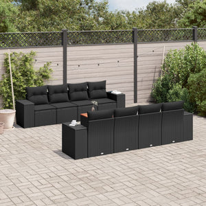 Set Divani da Giardino 9 pz con Cuscini Nero in Polyrattancod mxl 112438