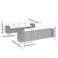 Set Divano da Giardino 9 pz con Cuscini Grigio in Polyrattan 3225367