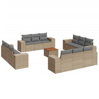 Set Divano da Giardino 13 pz con Cuscini Beige in Polyrattan 3225380