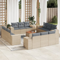 Set Divano da Giardino 13 pz con Cuscini Beige in Polyrattan 3225380