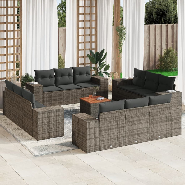 Set Divani da Giardino 13 pz con Cuscini Grigio in Polyrattancod mxl 111614