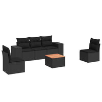 Set Divano da Giardino 6 pz con Cuscini Nero in Polyrattancod mxl 112084