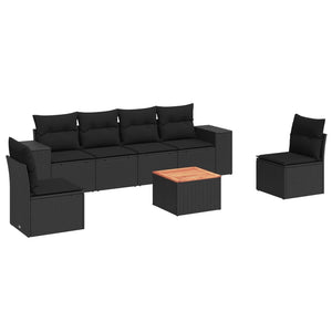 Set Divani da Giardino con Cuscini 7pz Nero Polyrattan 3225390