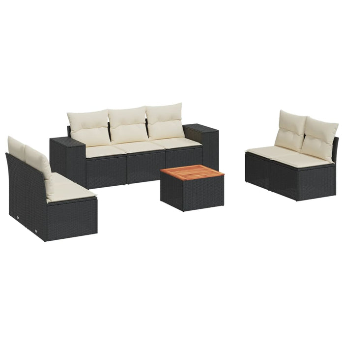 Set Divani da Giardino con Cuscini 8 pz Nero in Polyrattan 3225398