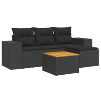 Set Divani da Giardino 5 pz con Cuscini in Polyrattan Nero 3225411