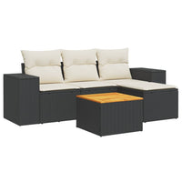 Set Divani da Giardino 5 pz con Cuscini in Polyrattan Nero 3225412