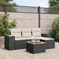 Set Divani da Giardino 5 pz con Cuscini in Polyrattan Nero 3225412