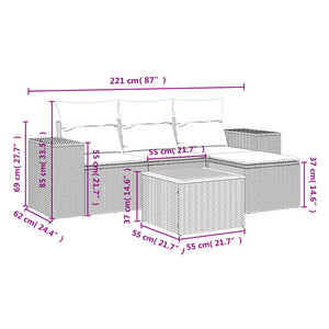 Set Divano da Giardino 5 pz con Cuscini Grigio in Polyrattan 3225416