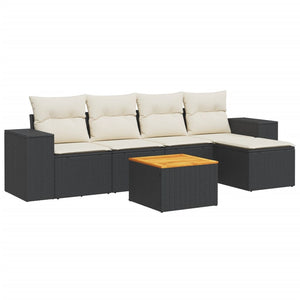 Set Divano da Giardino 6 pz con Cuscini Nero in Polyrattancod mxl 89402