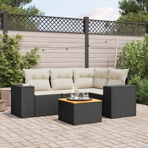 Set Divani da Giardino 5 pz con Cuscini in Polyrattan Nero 3225426