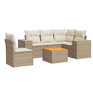 Set Divano da Giardino 6 pz con Cuscini Beige in Polyrattan 3225449