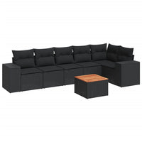 Set Divani da Giardino con Cuscini 7pz Nero Polyrattancod mxl 113386