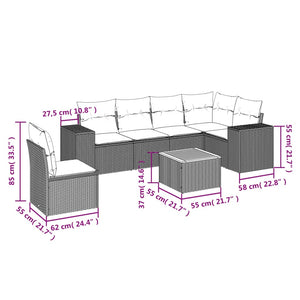 Set Divani da Giardino 7 pz con Cuscini Beige in Polyrattan 3225470