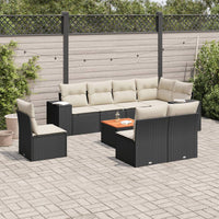 Set Divani da Giardino 9 pz con Cuscini Nero in Polyrattan 3225482