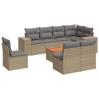 Set Divano da Giardino 9 pz con Cuscini Beige in Polyrattan 3225485