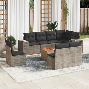 Set Divano da Giardino 9 pz con Cuscini Grigio in Polyrattancod mxl 89550