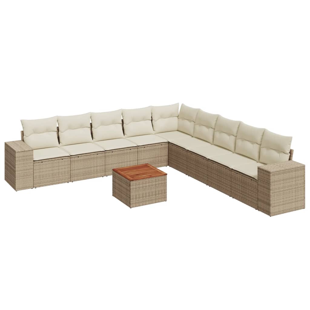 Set Divano da Giardino 10 pz con Cuscini Beige in Polyrattancod mxl 111853