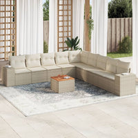 Set Divano da Giardino 10 pz con Cuscini Beige in Polyrattancod mxl 111853