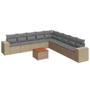 Set Divano da Giardino 10 pz con Cuscini Beige in Polyrattancod mxl 87848