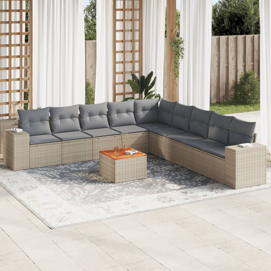 Set Divano da Giardino 10 pz con Cuscini Beige in Polyrattancod mxl 87848