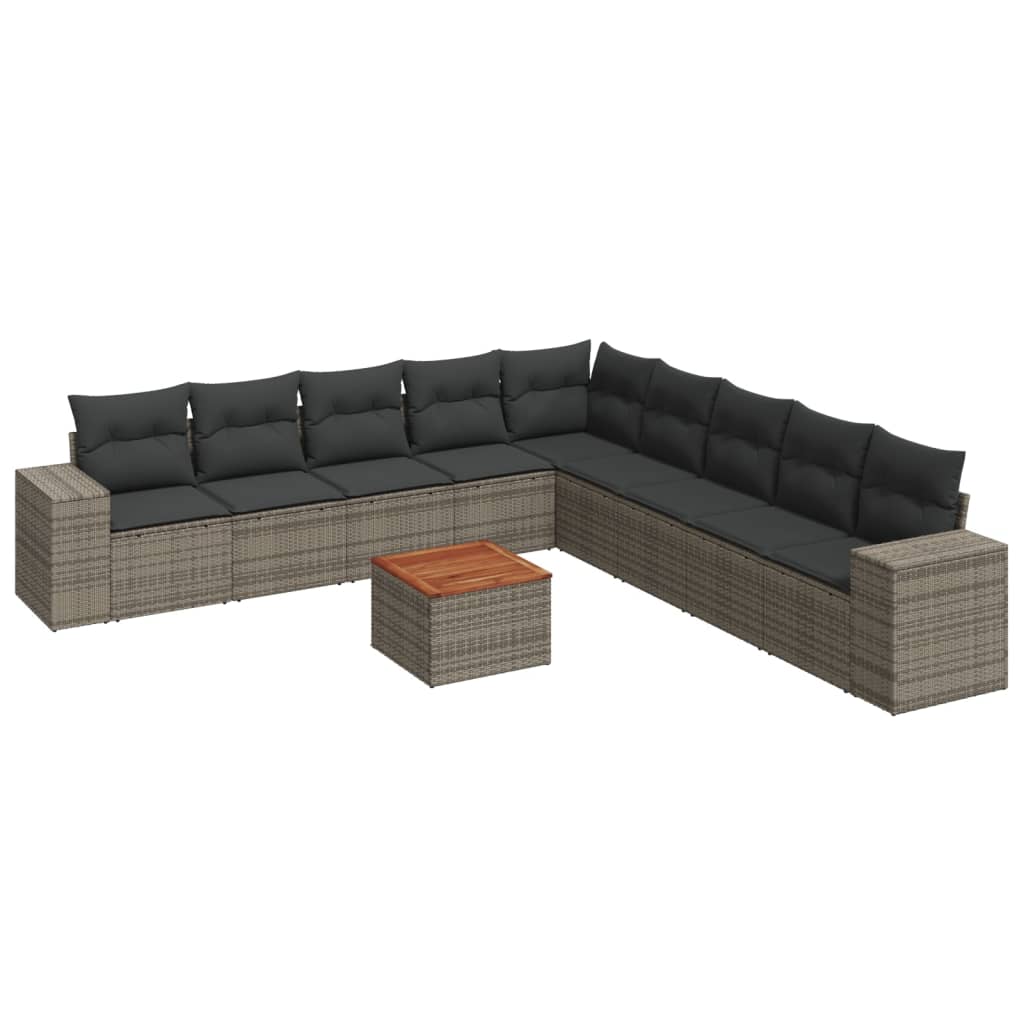 Set Divano da Giardino 10 pz con Cuscini Grigio in Polyrattancod mxl 111852