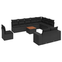 Set Divani da Giardino 11 pz con Cuscini in Polyrattan Nero 3225495