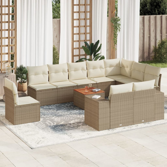 Set Divani da Giardino 11 pz con Cuscini Beige in Polyrattancod mxl 111870