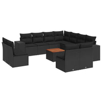 Set Divani da Giardino 12 pz con Cuscini Nero in Polyrattancod mxl 112027