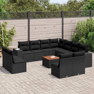 Set Divani da Giardino 12 pz con Cuscini Nero in Polyrattancod mxl 112027