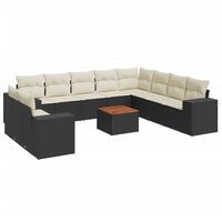 Set Divani da Giardino 11 pz con Cuscini in Polyrattan Nero 3225517