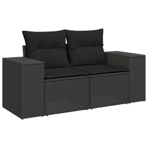 Set Divani da Giardino 9 pz con Cuscini Nero in Polyrattan 3225537