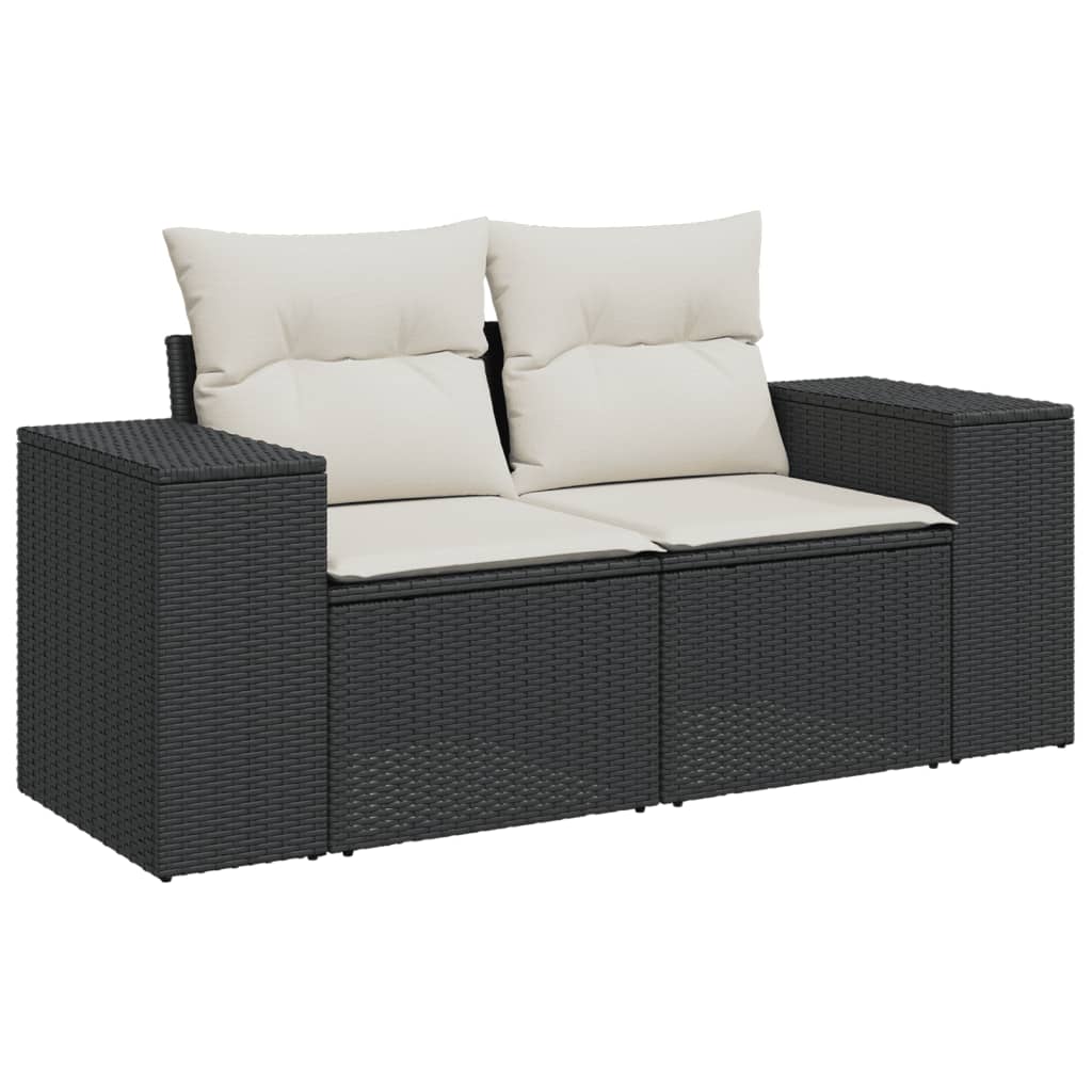 Set Divani da Giardino 9 pz con Cuscini Nero in Polyrattan 3225538