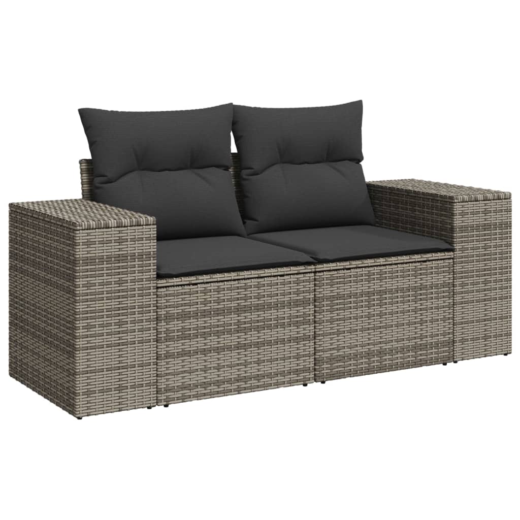 Set Divano da Giardino 9 pz con Cuscini Grigio in Polyrattan 3225542