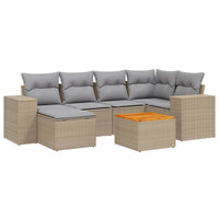 Set Divani da Giardino 7 pz con Cuscini Beige in Polyrattan 3225548