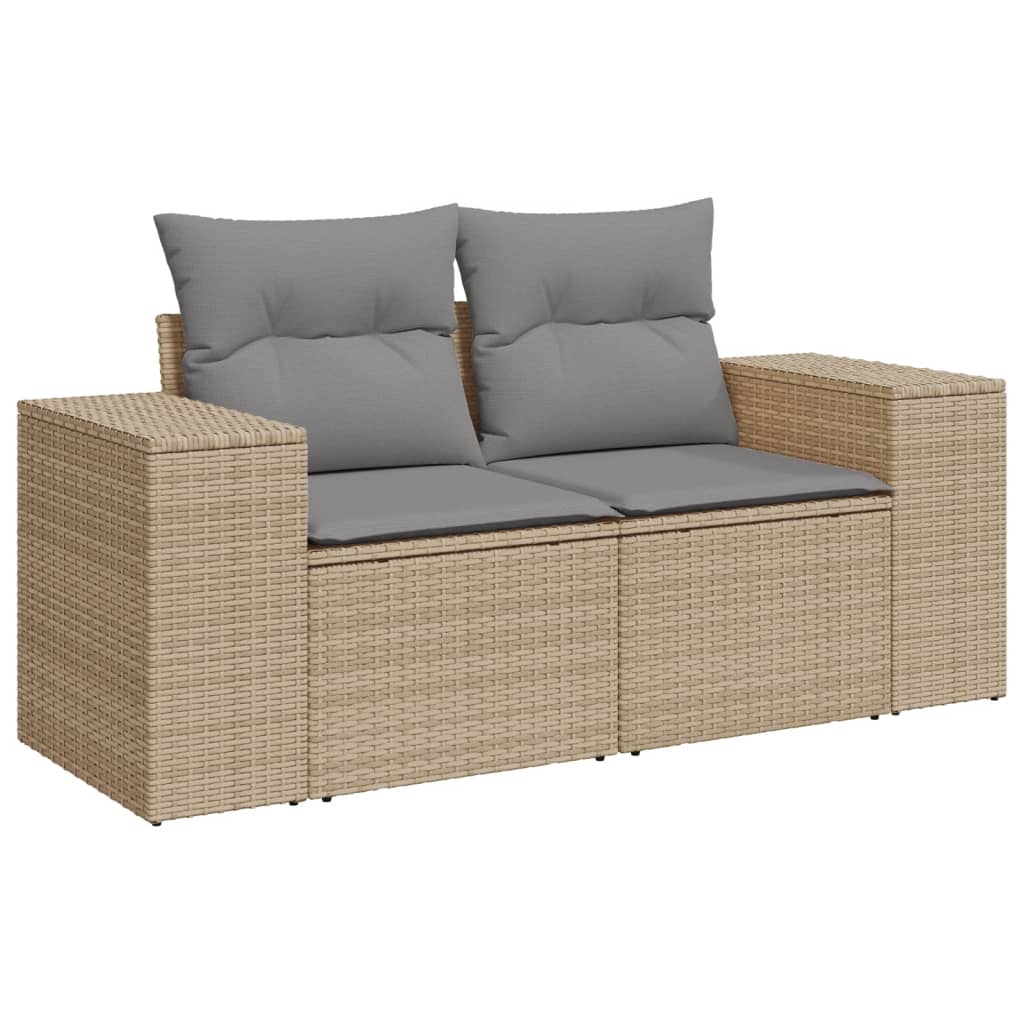 Set Divani da Giardino 7 pz con Cuscini Beige in Polyrattan 3225548