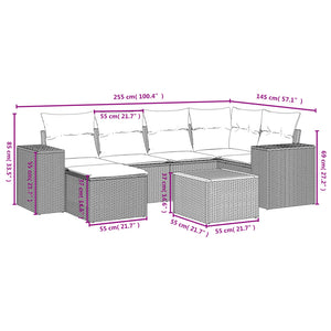 Set Divani da Giardino 7 pz con Cuscini Beige in Polyrattan 3225548