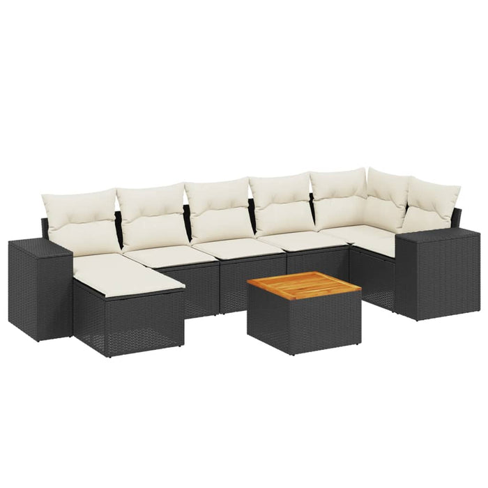 Set Divani da Giardino con Cuscini 8 pz Nero in Polyrattan 3225552