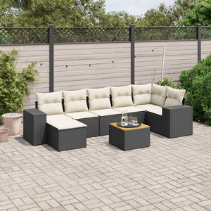 Set Divani da Giardino con Cuscini 8 pz Nero in Polyrattan 3225552