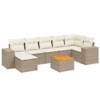 Set Divano da Giardino 8 pz con Cuscini Beige in Polyrattan 3225554