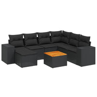 Set Divani da Giardino con Cuscini 8 pz Nero in Polyrattan 3225558