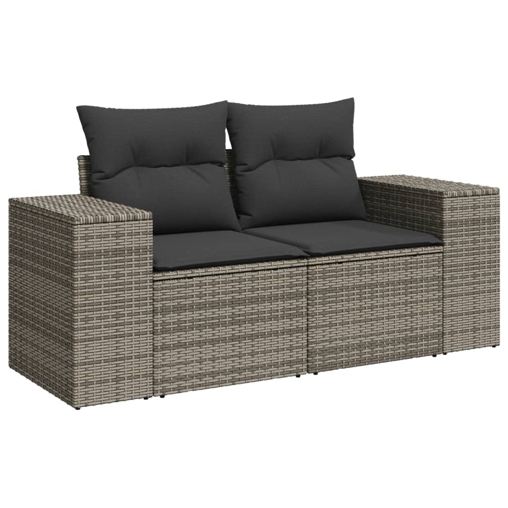 Set Divano da Giardino 8 pz con Cuscini Grigio in Polyrattan 3225563