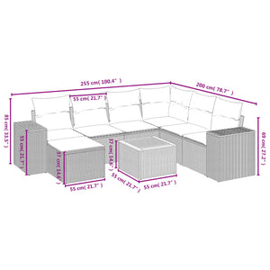 Set Divano da Giardino 8 pz con Cuscini Grigio in Polyrattan 3225563