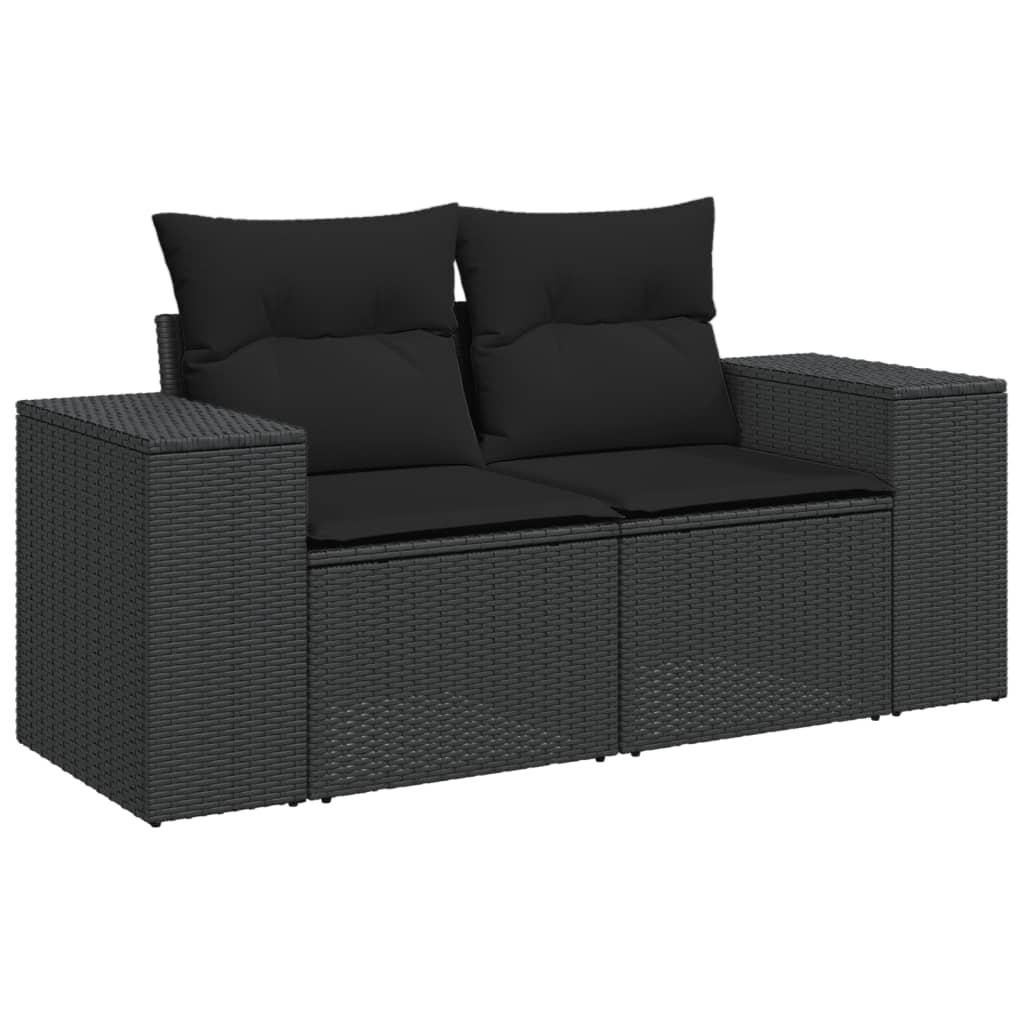 Set Divani da Giardino 9 pz con Cuscini Nero in Polyrattan 3225579