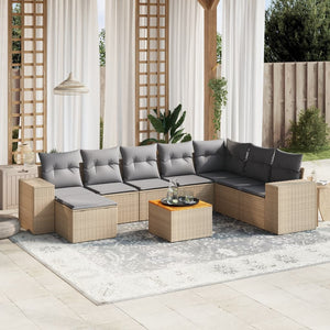 Set Divano da Giardino 9 pz con Cuscini Beige in Polyrattancod mxl 92740