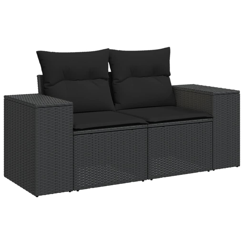 Set Divani da Giardino 10pz con Cuscini in Polyrattan Nero 3225586