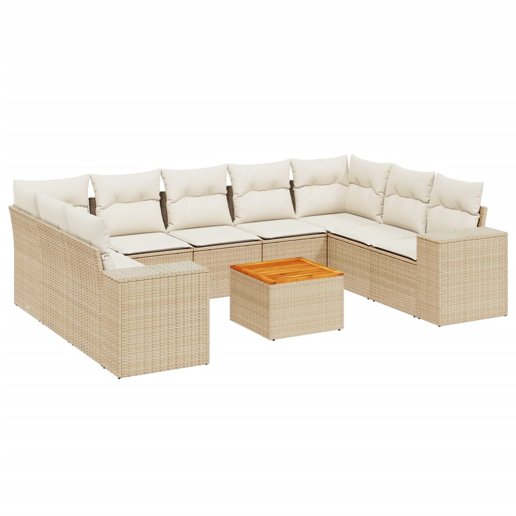 Set Divano da Giardino 10 pz con Cuscini Beige in Polyrattancod mxl 113816