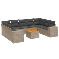 Set Divano da Giardino 10 pz con Cuscini Grigio in Polyrattan 3225591