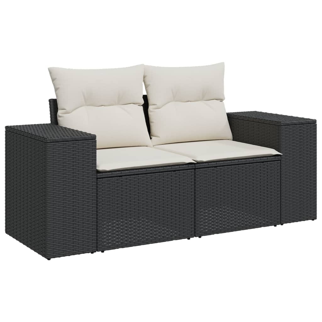 Set Divani da Giardino 10pz con Cuscini in Polyrattan Nero 3225594