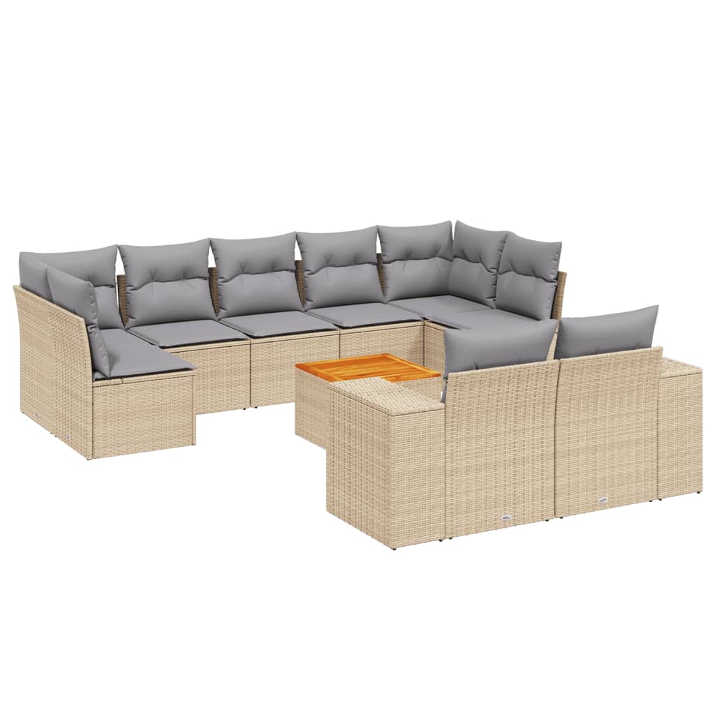 Set Divano da Giardino 10 pz con Cuscini Beige in Polyrattancod mxl 89801