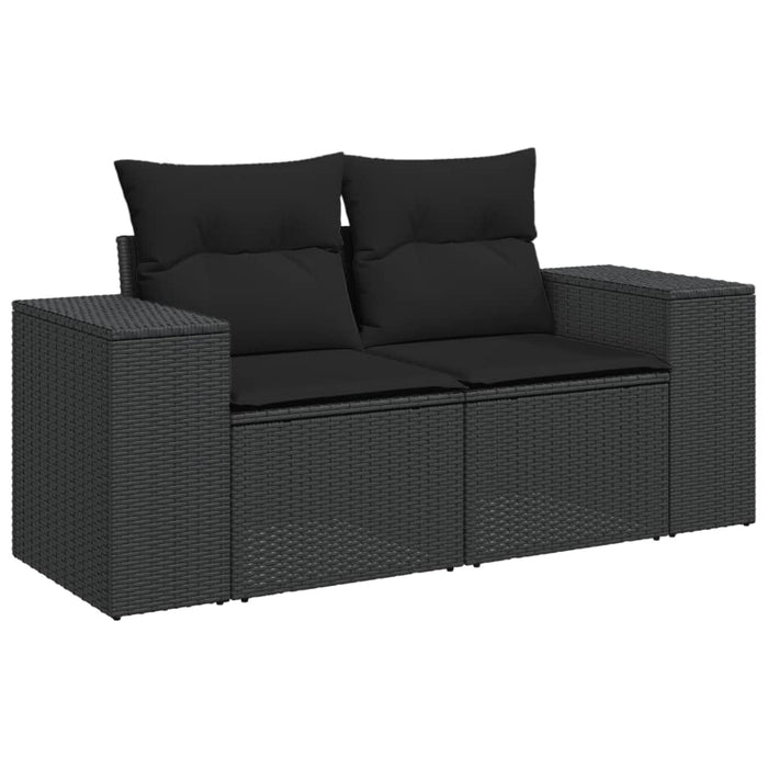 Set Divani da Giardino 10pz con Cuscini in Polyrattan Nero 3225600